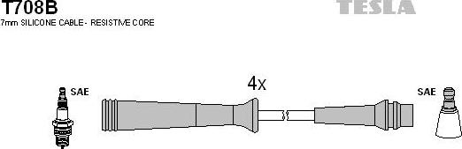 TESLA T708B - Комплект проводів запалювання autozip.com.ua