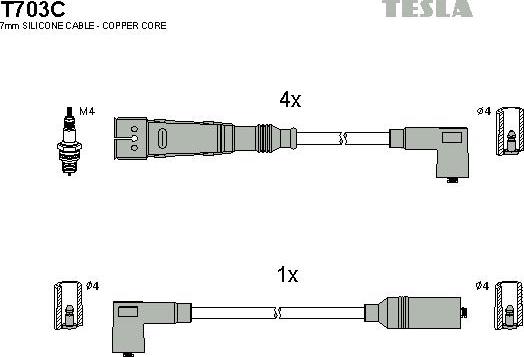 TESLA T703C - Комплект проводів запалювання autozip.com.ua