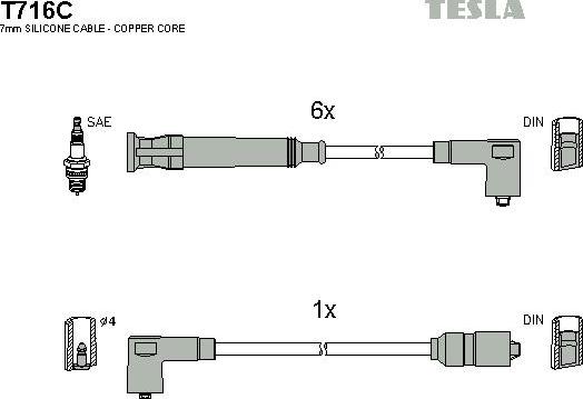 TESLA T716C - Комплект проводів запалювання autozip.com.ua