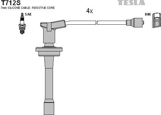 TESLA T712S - Комплект проводів запалювання autozip.com.ua