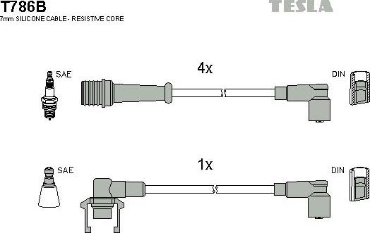 TESLA T786B - Комплект проводів запалювання autozip.com.ua