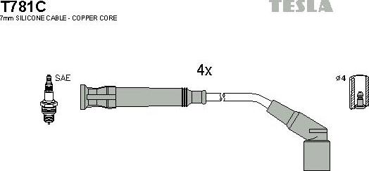 TESLA T781C - Комплект проводів запалювання autozip.com.ua