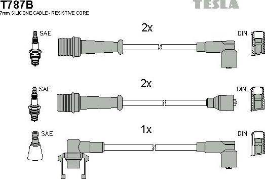 TESLA T787B - Комплект проводів запалювання autozip.com.ua