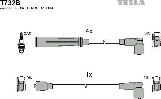 TESLA T732B - Комплект проводів запалювання autozip.com.ua