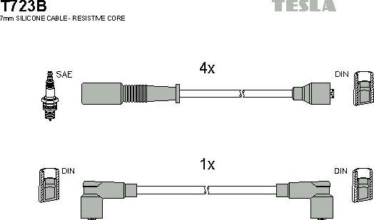 TESLA T723B - Комплект проводів запалювання autozip.com.ua