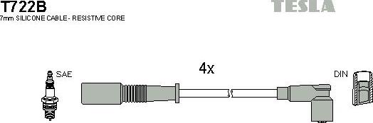 TESLA T722B - Комплект проводів запалювання autozip.com.ua