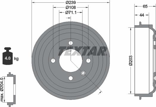 Textar 94049500 - Гальмівний барабан autozip.com.ua