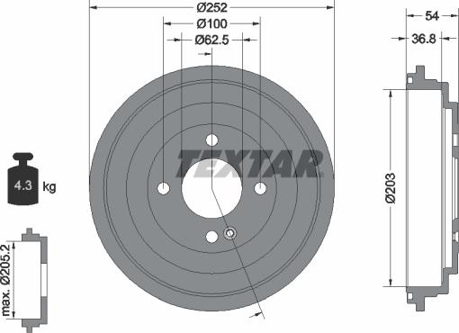 Textar 94046700 - Гальмівний барабан autozip.com.ua