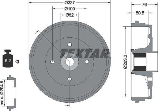 Textar 94041400 - Гальмівний барабан autozip.com.ua