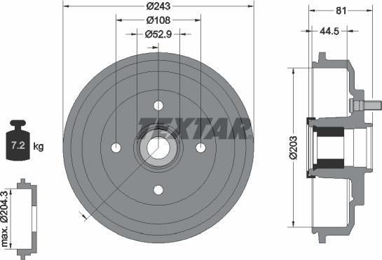 Textar 94041300 - Гальмівний барабан autozip.com.ua