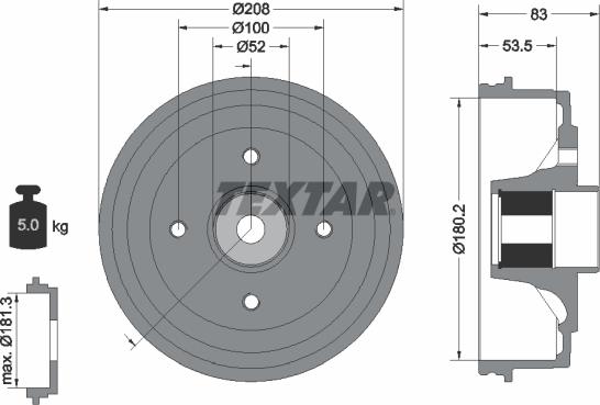 Textar 94041700 - Гальмівний барабан autozip.com.ua