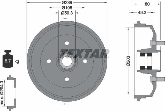 Textar 94042600 - Гальмівний барабан autozip.com.ua