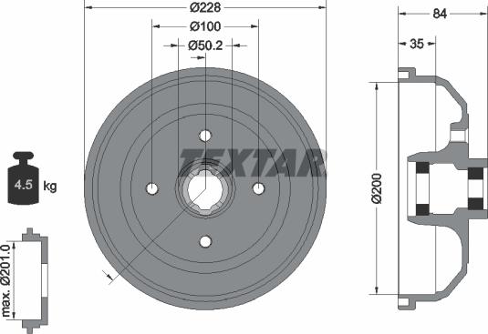 Textar 94042300 - Гальмівний барабан autozip.com.ua