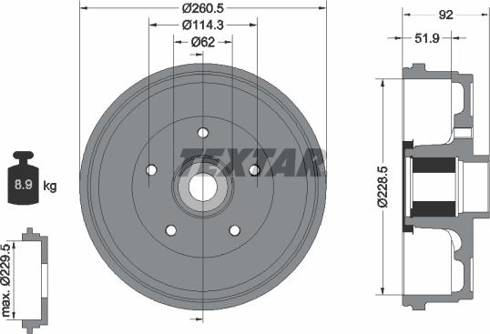 Textar 94047500 - Гальмівний барабан autozip.com.ua