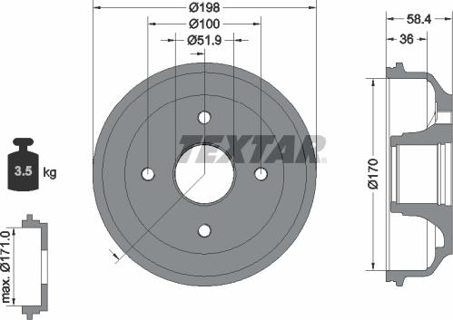 Textar 94050600 - Гальмівний барабан autozip.com.ua