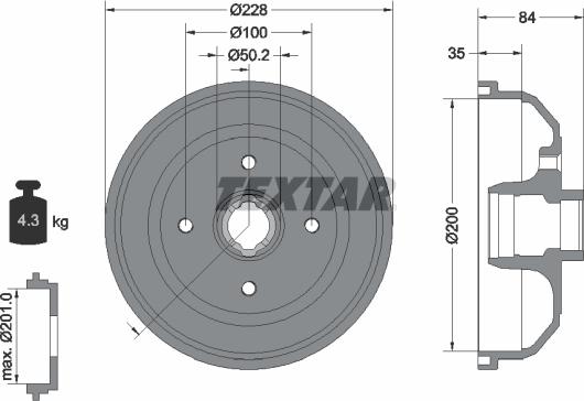 Textar 94009900 - Гальмівний барабан autozip.com.ua