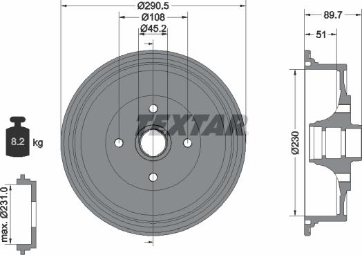 Textar 94009200 - Гальмівний барабан autozip.com.ua