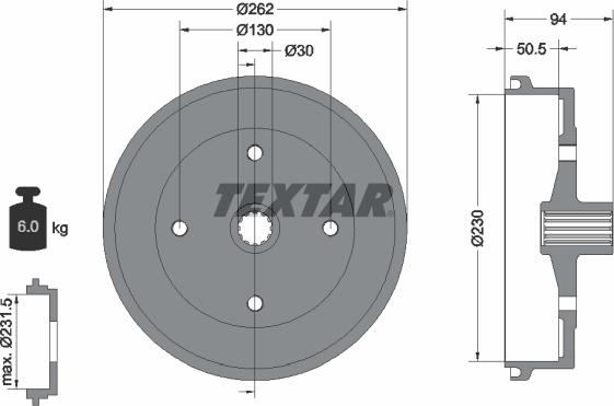 Textar 94004700 - Гальмівний барабан autozip.com.ua