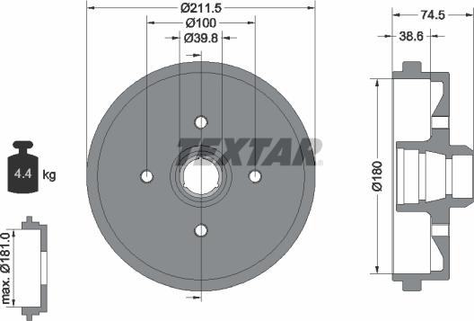 Textar 94006600 - Гальмівний барабан autozip.com.ua