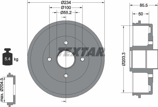 Textar 94019600 - Гальмівний барабан autozip.com.ua