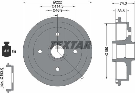 Textar 94019300 - Гальмівний барабан autozip.com.ua