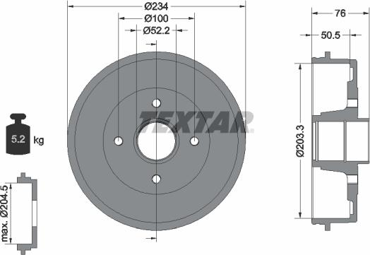 Textar 94019700 - Гальмівний барабан autozip.com.ua