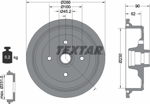 Textar 94011500 - Гальмівний барабан autozip.com.ua