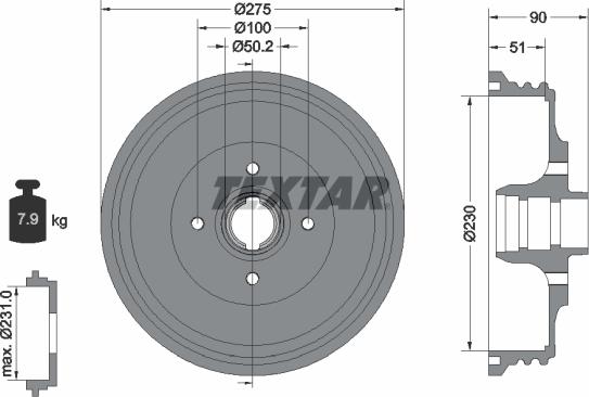 Textar 94018900 - Гальмівний барабан autozip.com.ua