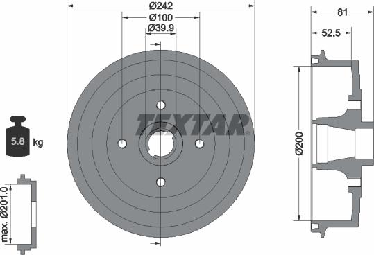 Textar 94035100 - Гальмівний барабан autozip.com.ua