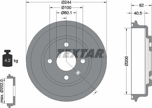 Textar 94036900 - Гальмівний барабан autozip.com.ua