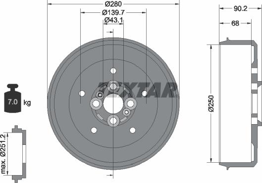 Textar 94030600 - Гальмівний барабан autozip.com.ua