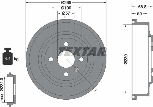 Textar 94031500 - Гальмівний барабан autozip.com.ua