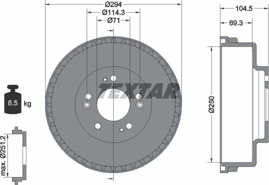 Textar 94031600 - Гальмівний барабан autozip.com.ua