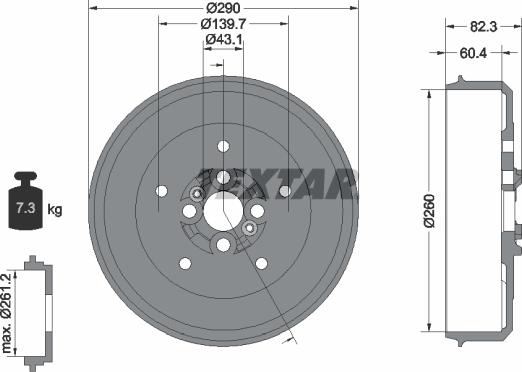 Textar 94038500 - Гальмівний барабан autozip.com.ua