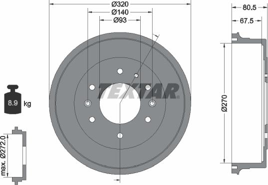 Textar 94033500 - Гальмівний барабан autozip.com.ua