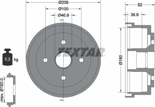 Textar 94032400 - Гальмівний барабан autozip.com.ua