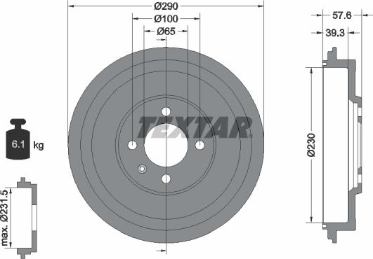 Textar 94029500 - Гальмівний барабан autozip.com.ua