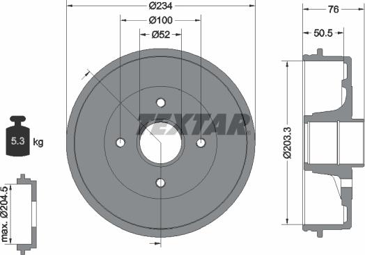 Textar 94026800 - Гальмівний барабан autozip.com.ua