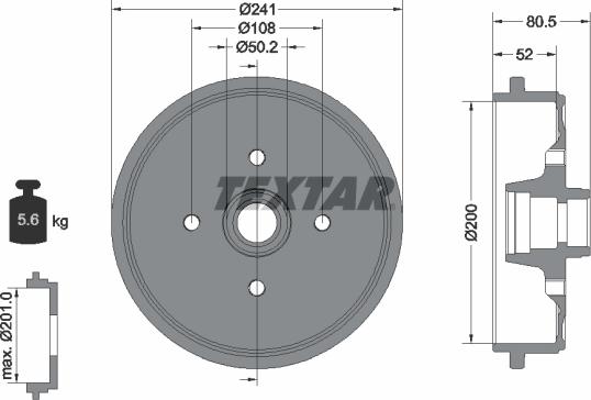 Textar 94020500 - Гальмівний барабан autozip.com.ua
