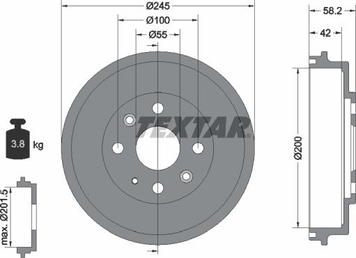 Textar 94028500 - Гальмівний барабан autozip.com.ua