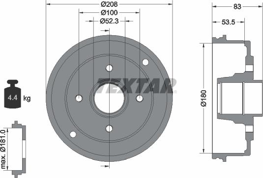 Textar 94023600 - Гальмівний барабан autozip.com.ua