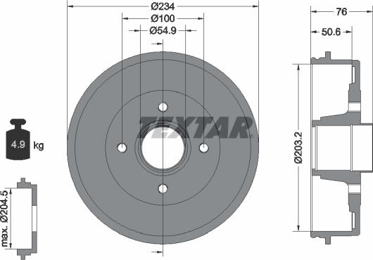 Textar 94027100 - Гальмівний барабан autozip.com.ua