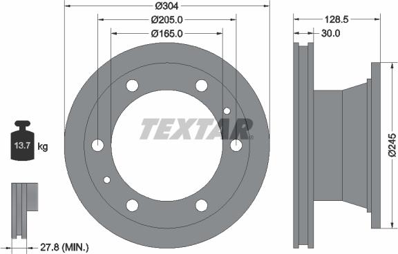 Textar 93084800 - Гальмівний диск autozip.com.ua