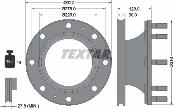 Textar 93084700 - Гальмівний диск autozip.com.ua