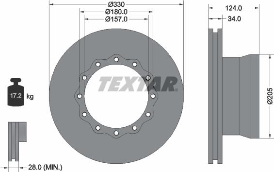 Textar 93085500 - Гальмівний диск autozip.com.ua