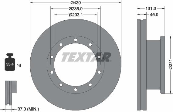 Textar 93086800 - Гальмівний диск autozip.com.ua