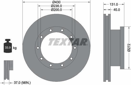 Textar 93086700 - Гальмівний диск autozip.com.ua