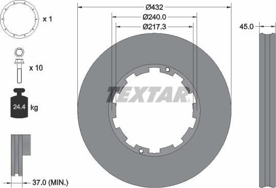 Textar 93145600 - Гальмівний диск autozip.com.ua