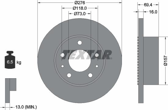 Textar 93104800 - Гальмівний диск autozip.com.ua