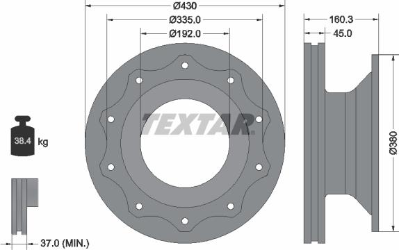 Textar 93101900 - Гальмівний диск autozip.com.ua